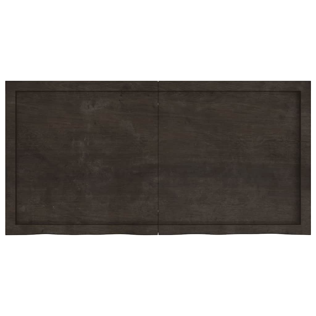 Zidna polica tamnosmeđa 120x60x(2-4) cm od obrađene hrastovine