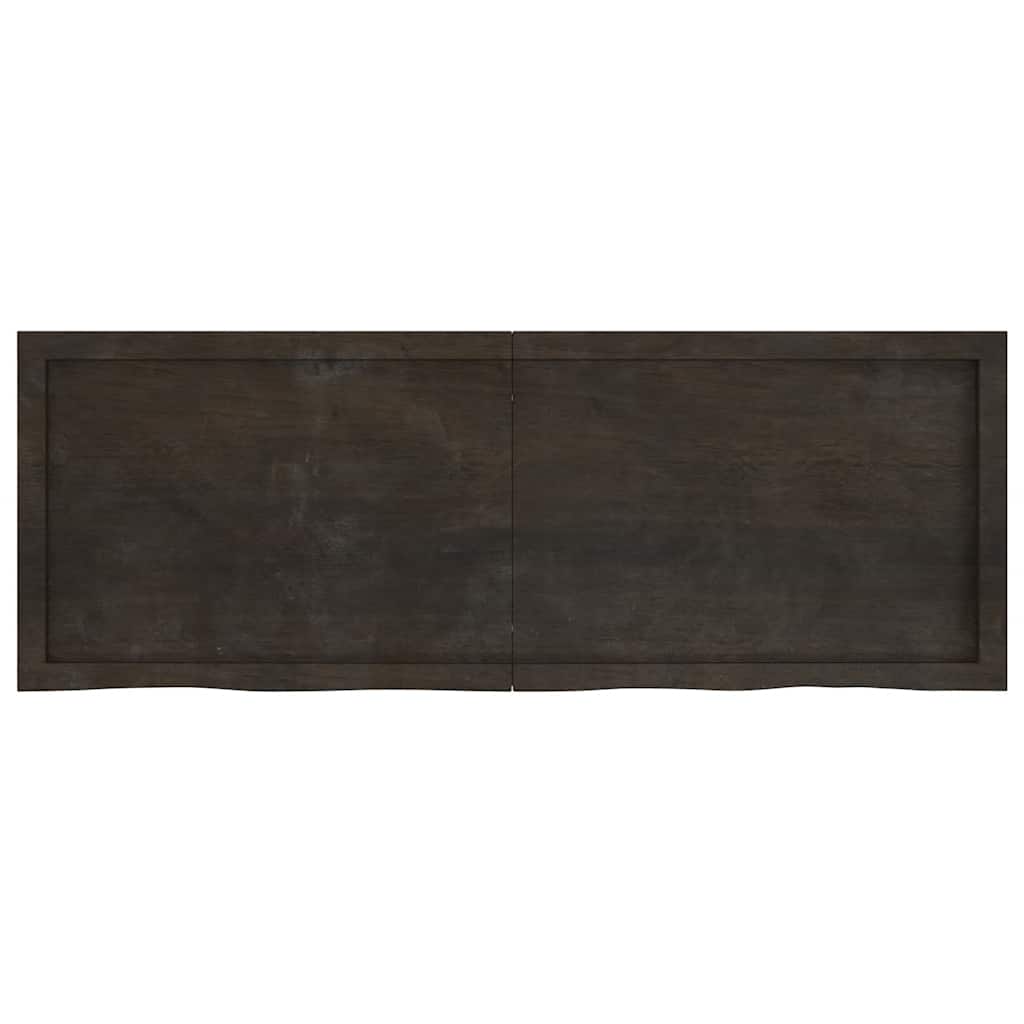 Zidna polica tamnosmeđa 140x50x(2-4) cm od obrađene hrastovine
