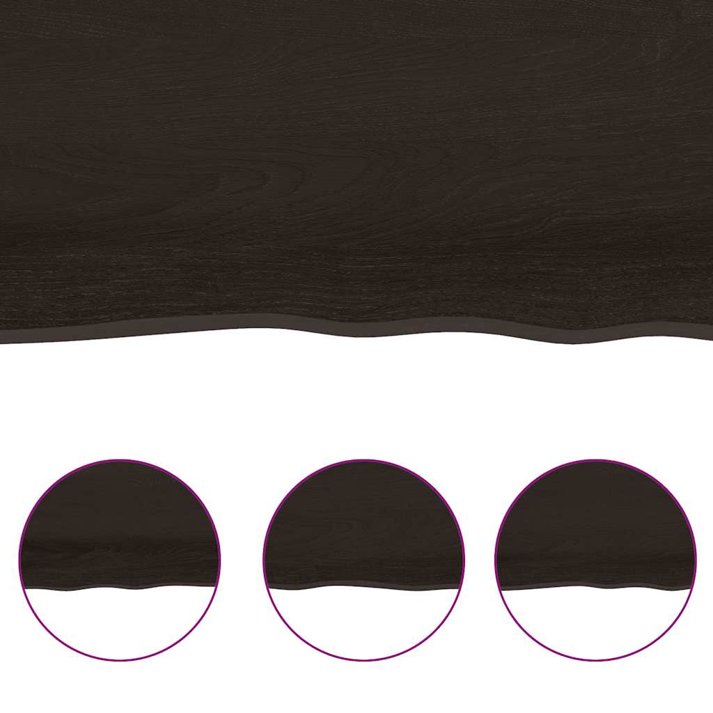Zidna polica tamnosmeđa 160x60x(2-4) cm od obrađene hrastovine
