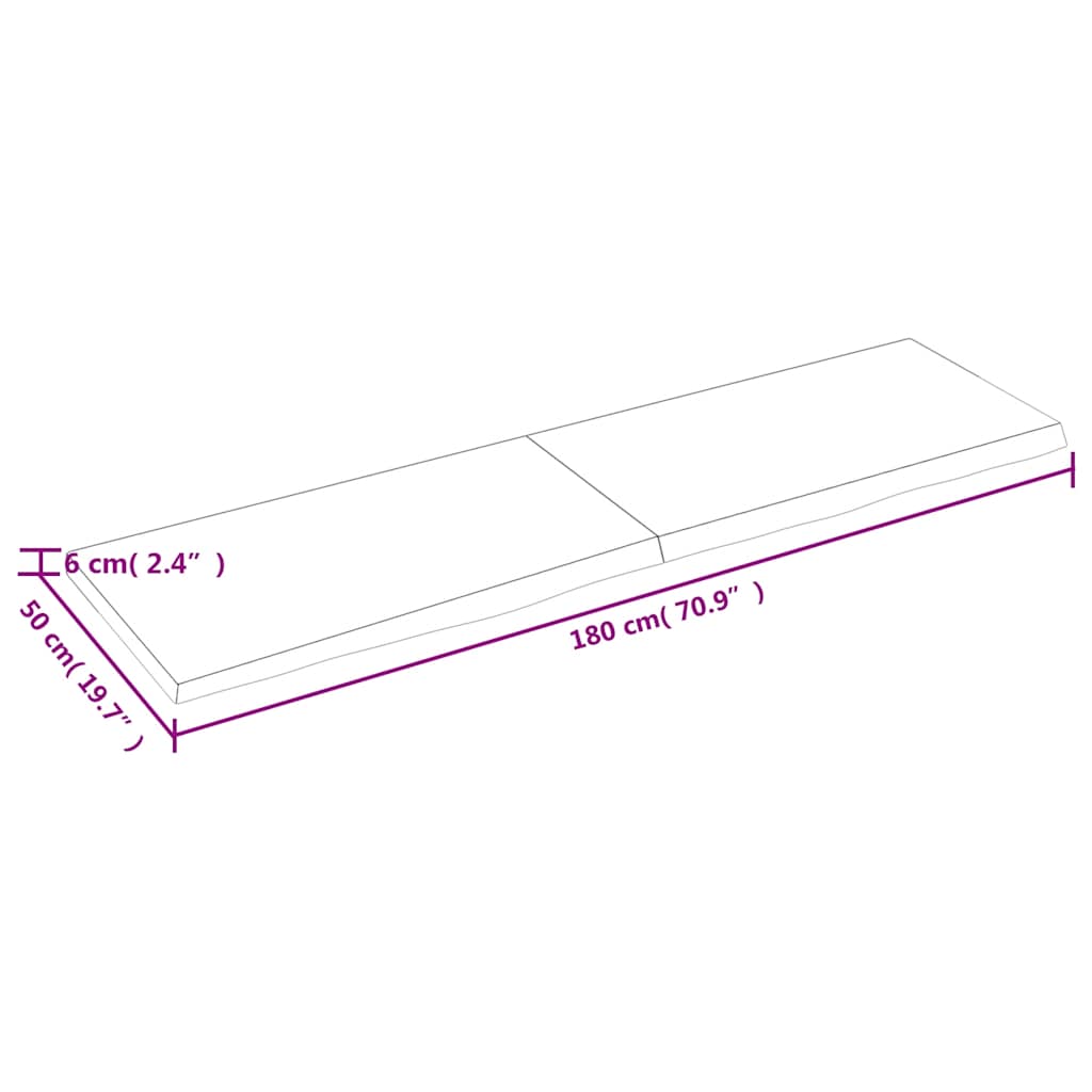 Zidna polica tamnosmeđa 180x50x(2-6) cm od obrađene hrastovine