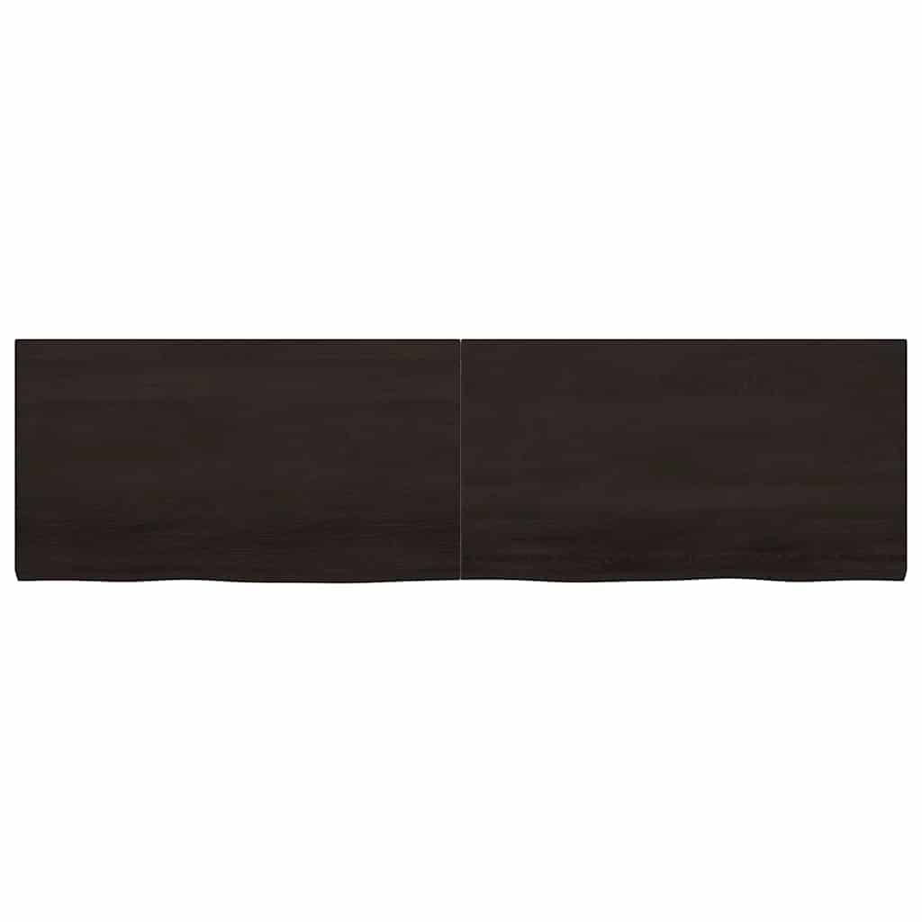 Zidna polica tamnosmeđa 220x60x(2-4) cm od obrađene hrastovine
