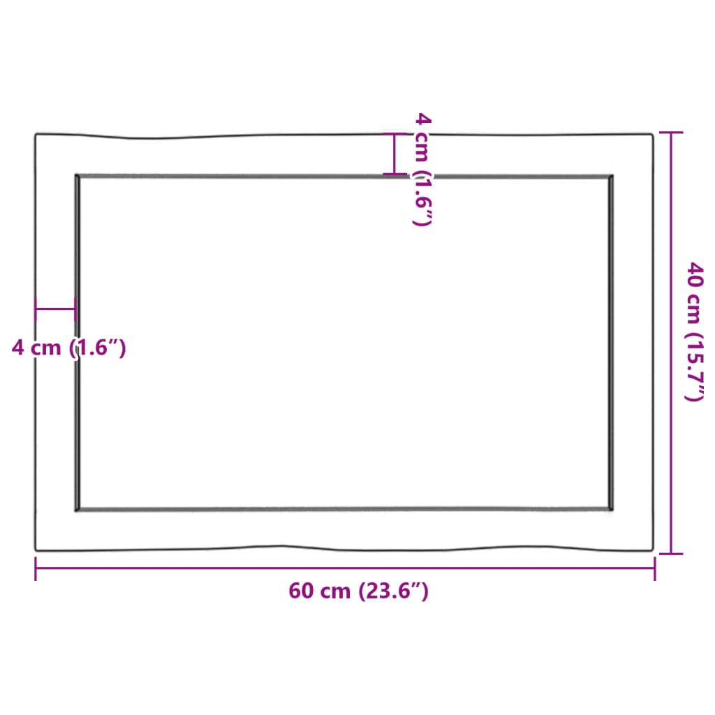 Stolna ploča 60x40x(2-4) cm od hrastovine sa živim rubom