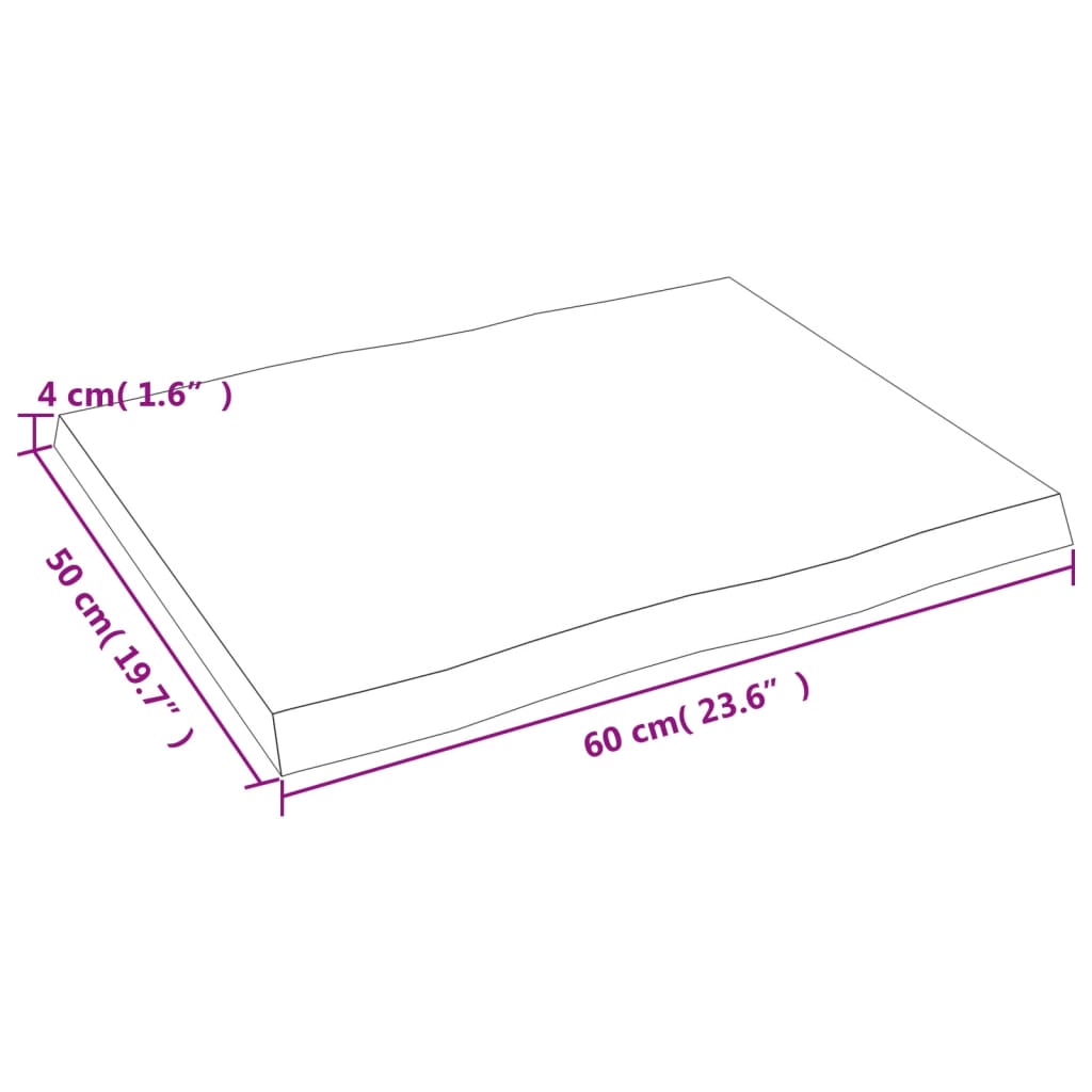 Stolna ploča 60x50x(2-4) cm od hrastovine sa živim rubom