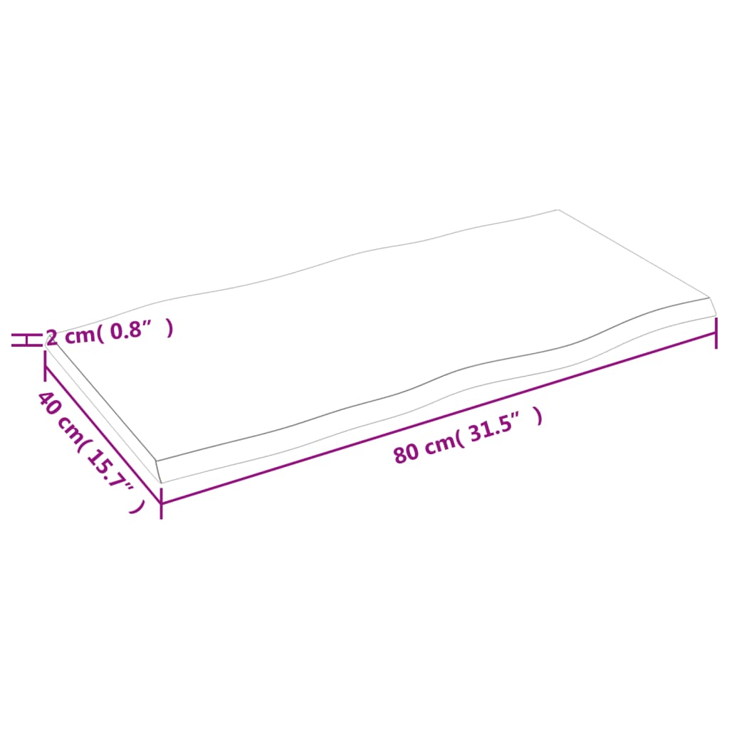Stolna ploča 80x40x2 cm netretirana hrastovina sa živim rubom
