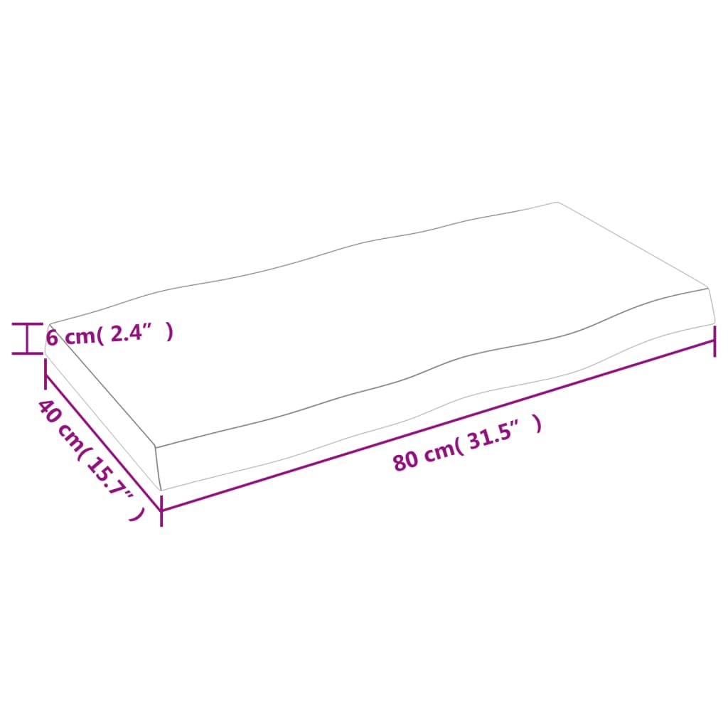 Stolna ploča 80x40x(2-6) cm od hrastovine sa živim rubom