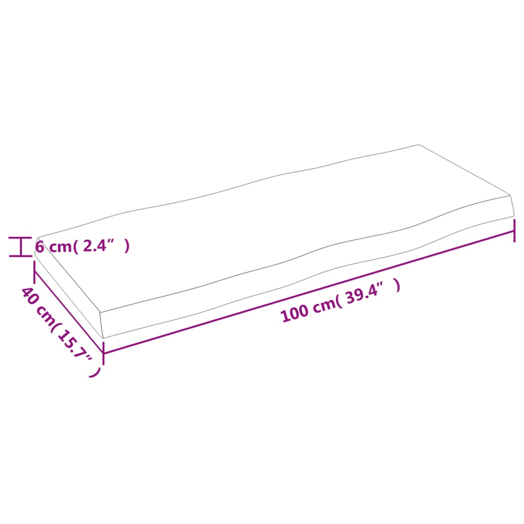 Stolna ploča 100x40x(2-6) cm od hrastovine sa živim rubom