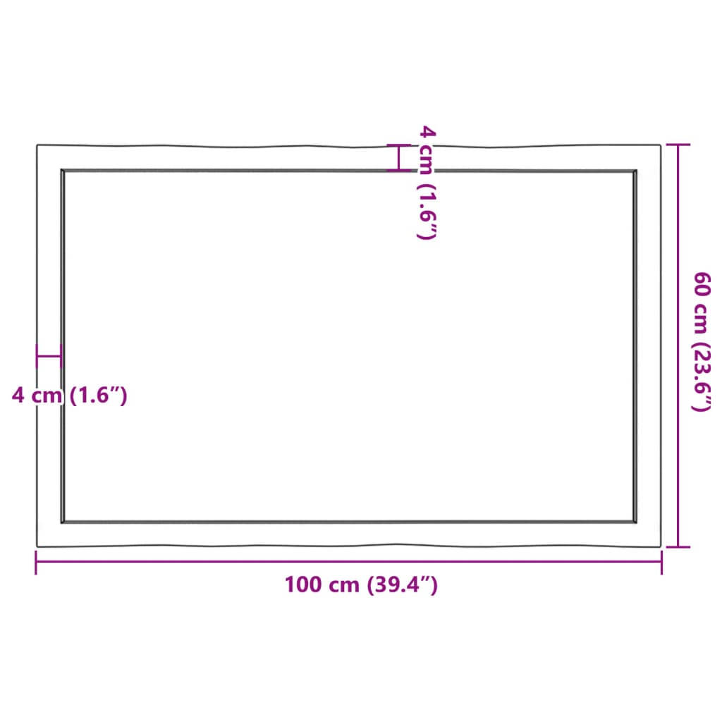 Stolna ploča 100x60x(2-4) cm od hrastovine sa živim rubom