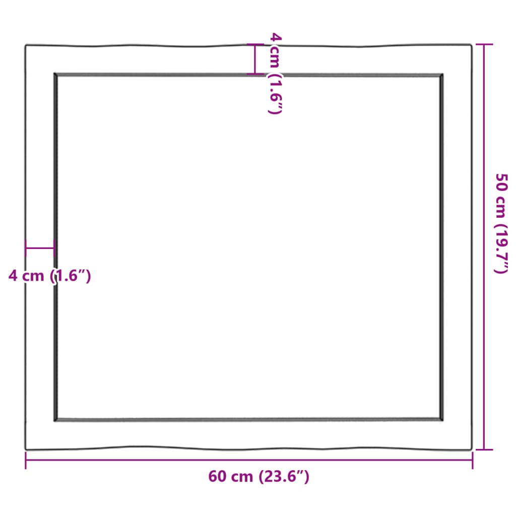 Stolna ploča svjetlosmeđa 60x50x(2-4) cm obrađena hrastovina