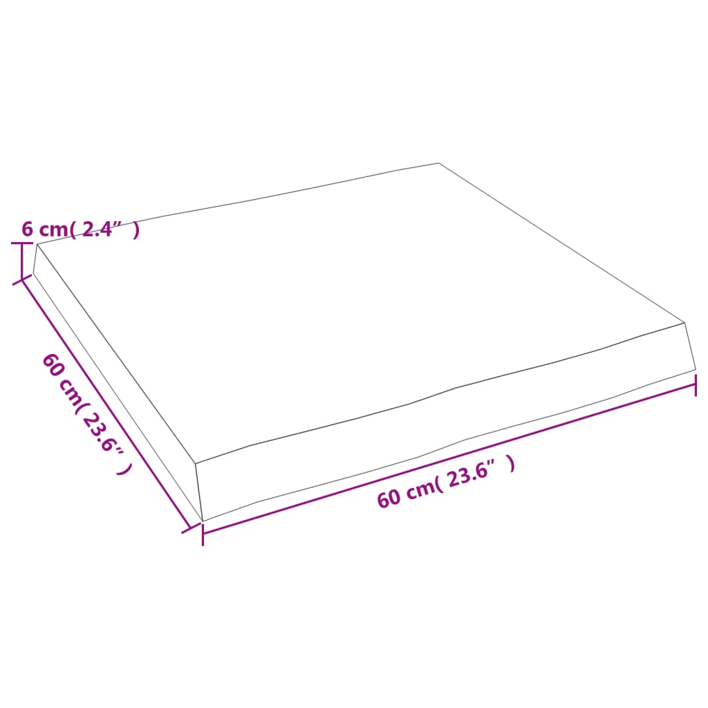 Stolna ploča svjetlosmeđa 60x60x(2-6) cm obrađena hrastovina