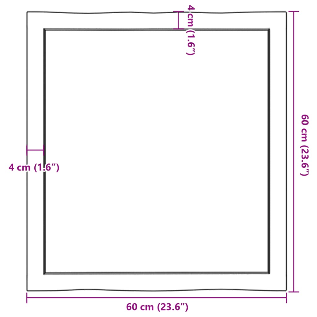 Stolna ploča svjetlosmeđa 60x60x(2-6) cm obrađena hrastovina