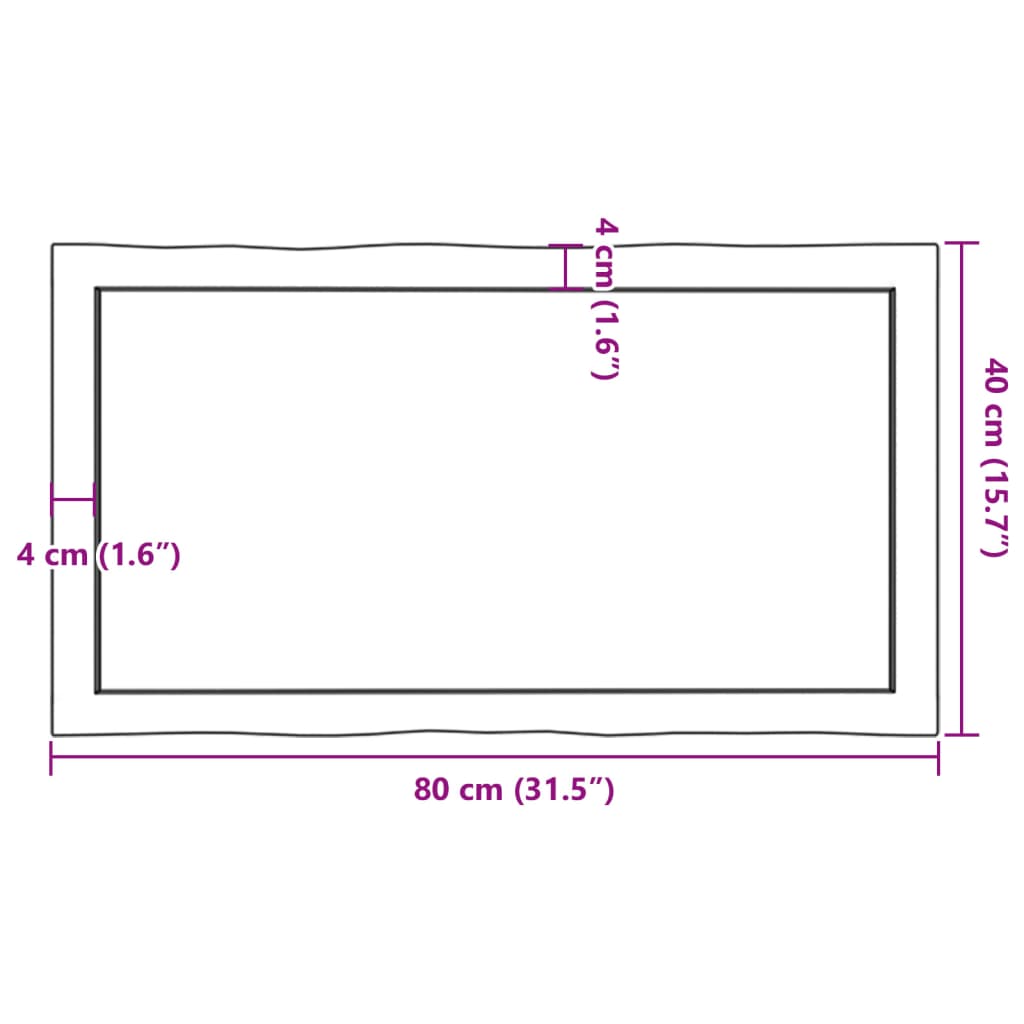 Stolna ploča svjetlosmeđa 80x40x(2-4) cm obrađena hrastovina