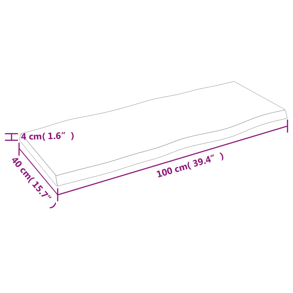 Stolna ploča svjetlosmeđa 100x40x(2-4) cm obrađena hrastovina