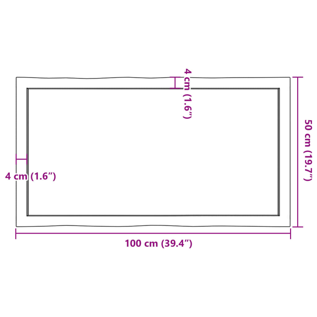 Stolna ploča svjetlosmeđa 100x50x(2-6) cm obrađena hrastovina