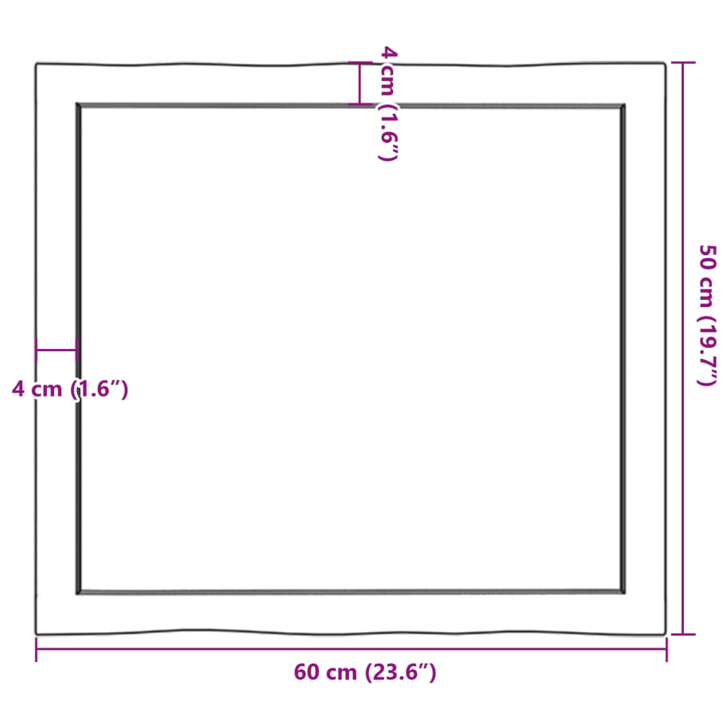 Stolna ploča tamnosmeđa 60x50x(2-4) cm obrađena hrastovina