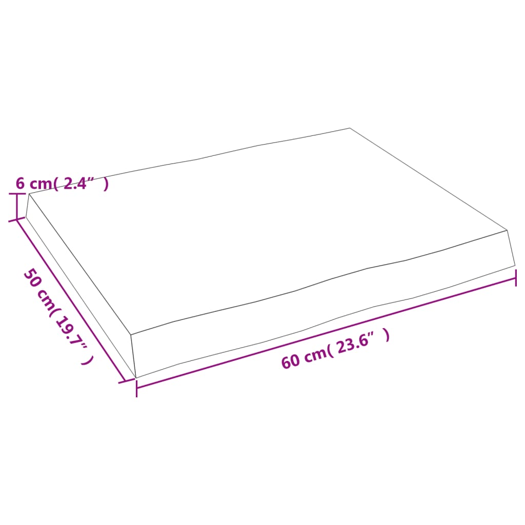 Stolna ploča tamnosmeđa 60x50x(2-6) cm obrađena hrastovina