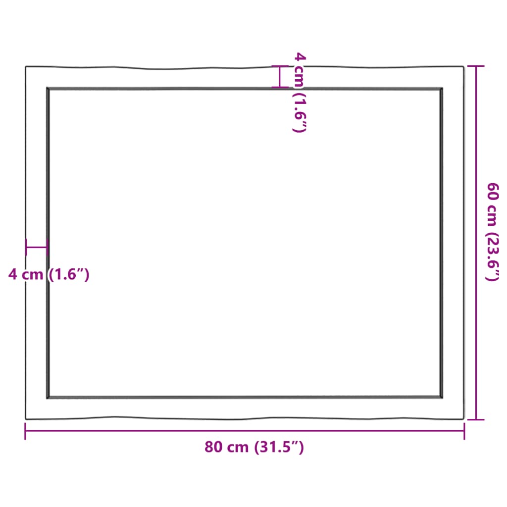 Stolna ploča tamnosmeđa 80x60x(2-4) cm obrađena hrastovina