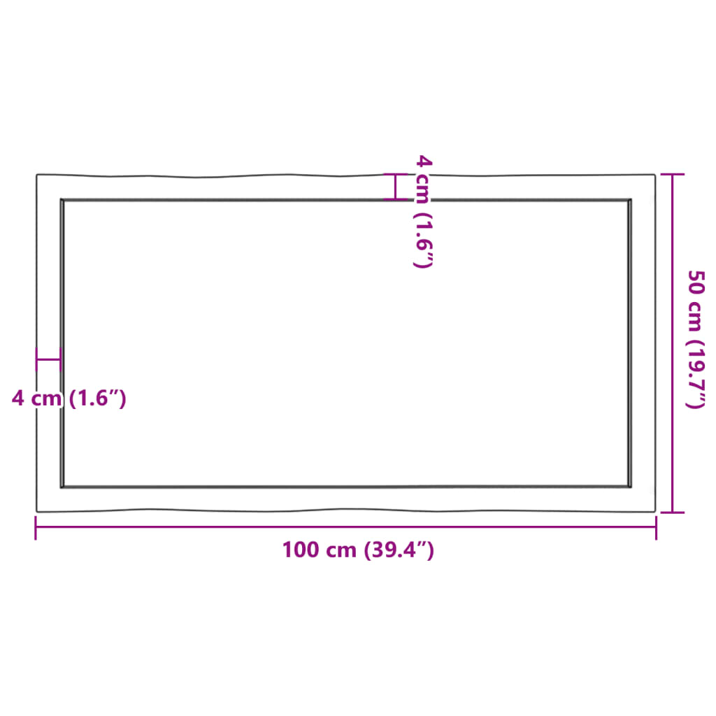 Stolna ploča tamnosmeđa 100x50x(2-6) cm obrađena hrastovina