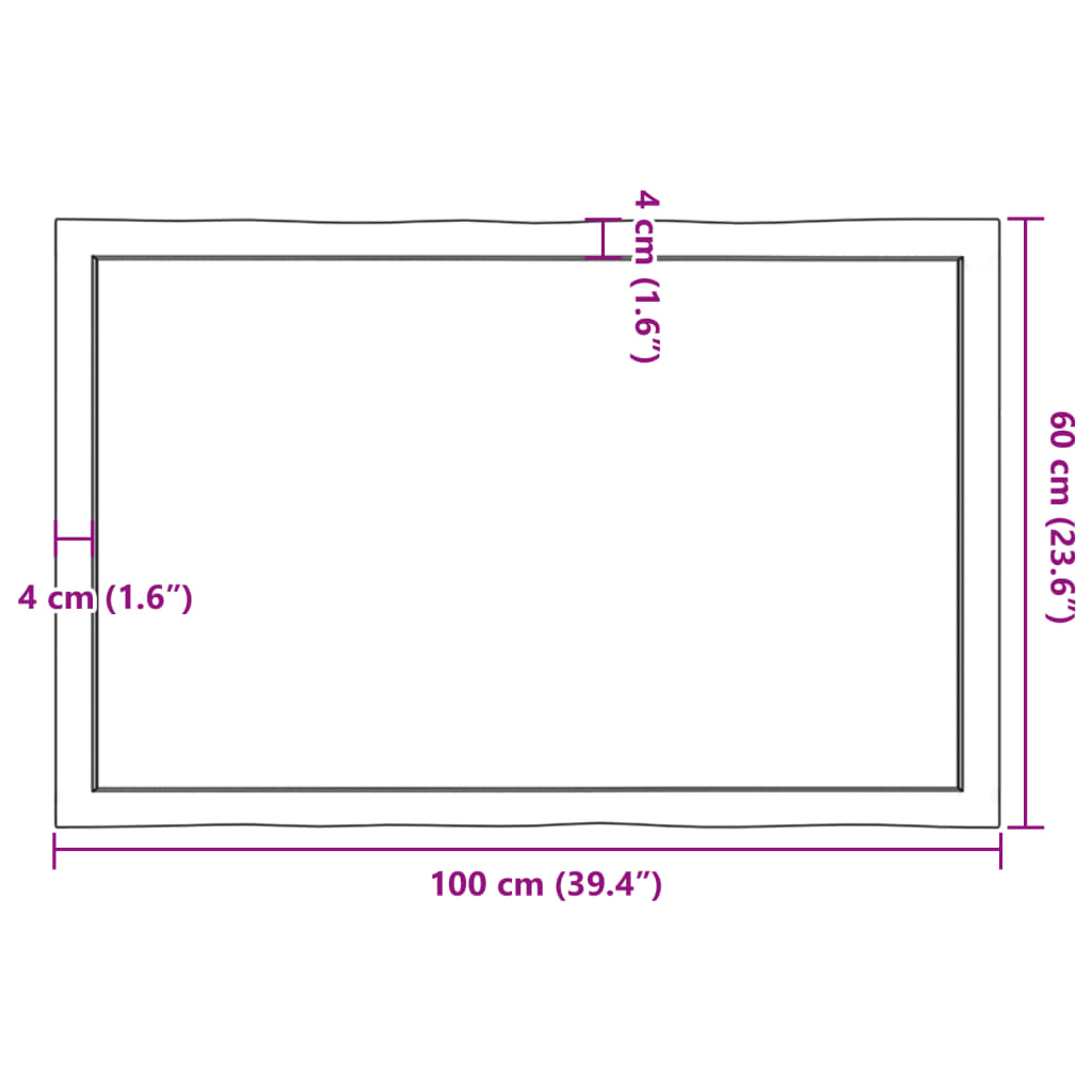Stolna ploča tamnosmeđa 100x60x(2-4) cm obrađena hrastovina