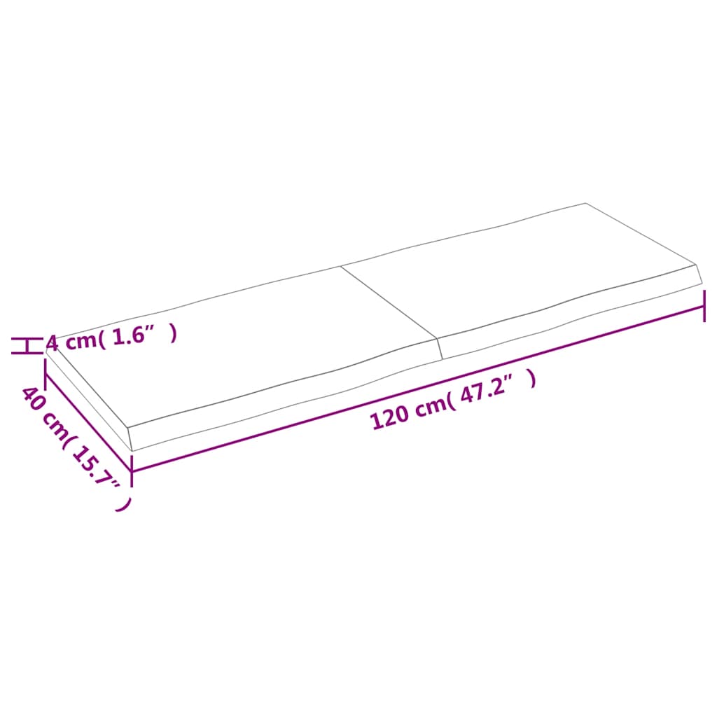 Stolna ploča tamnosmeđa 120x40x(2-4) cm obrađena hrastovina