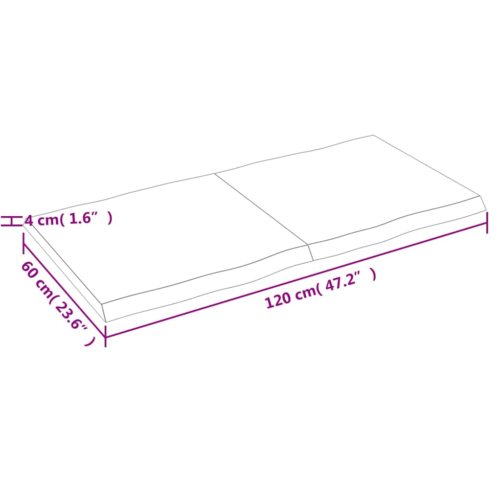 Stolna ploča tamnosmeđa 120x60x(2-4) cm obrađena hrastovina