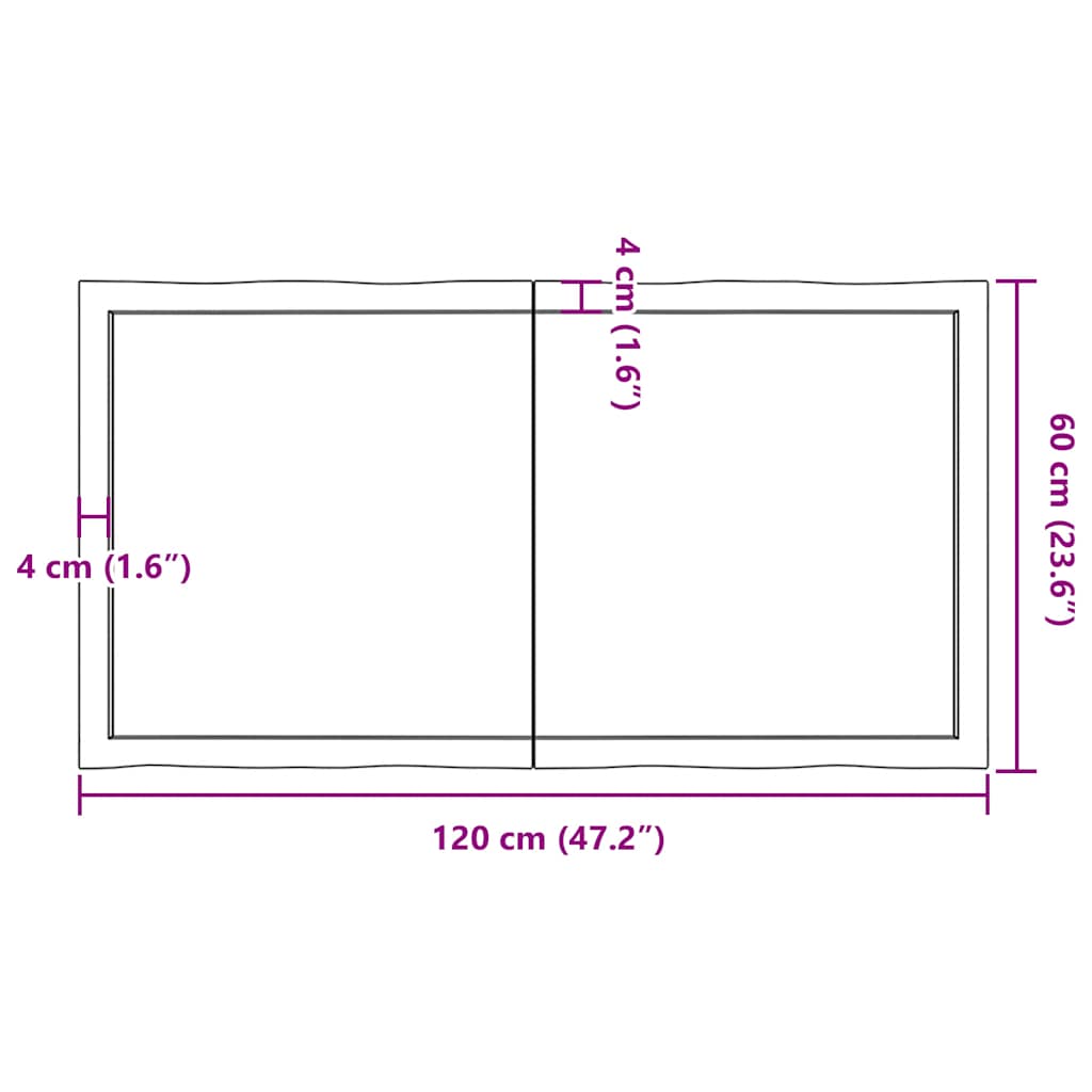 Stolna ploča tamnosmeđa 120x60x(2-4) cm obrađena hrastovina