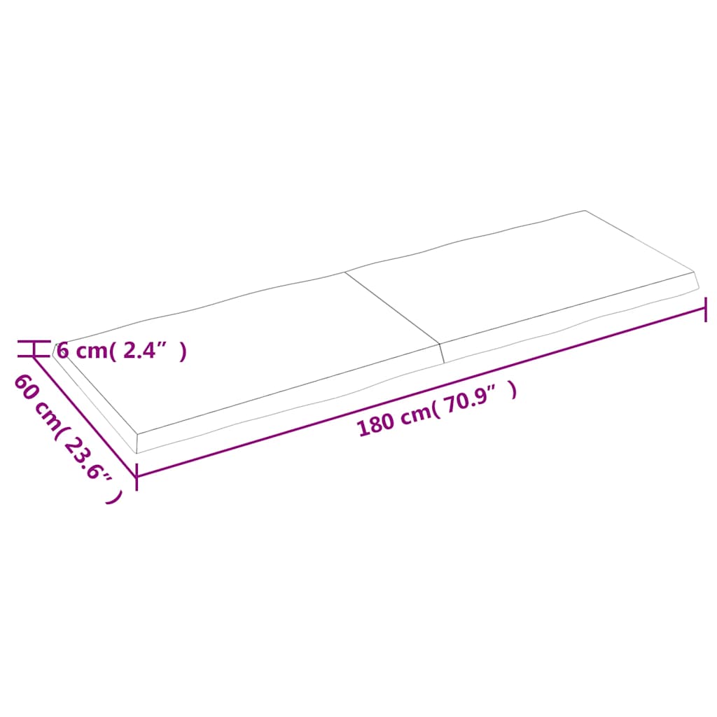 Stolna ploča tamnosmeđa 180x60x(2-6) cm obrađena hrastovina