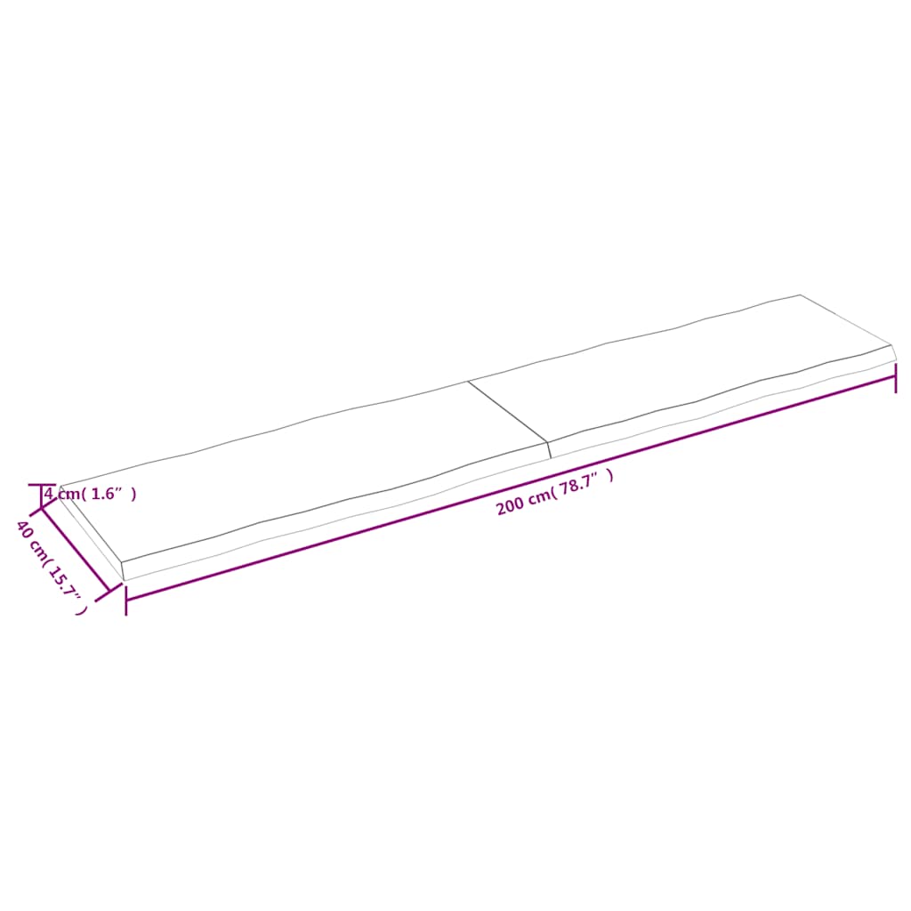 Stolna ploča tamnosmeđa 200x40x(2-4) cm obrađeno masivno drvo