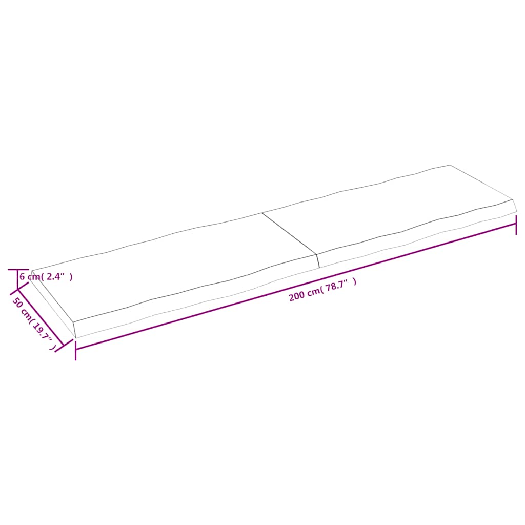 Stolna ploča tamnosmeđa 200x50x(2-6) cm obrađena hrastovina