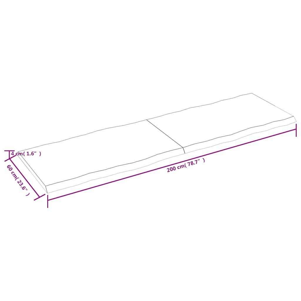 Stolna ploča tamnosmeđa 200x60x(2-4) cm obrađena hrastovina