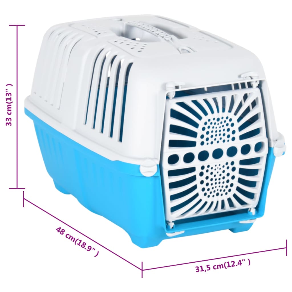 Transporter za ljubimce bijelo-plavi 48x31,5x33 cm polipropilen