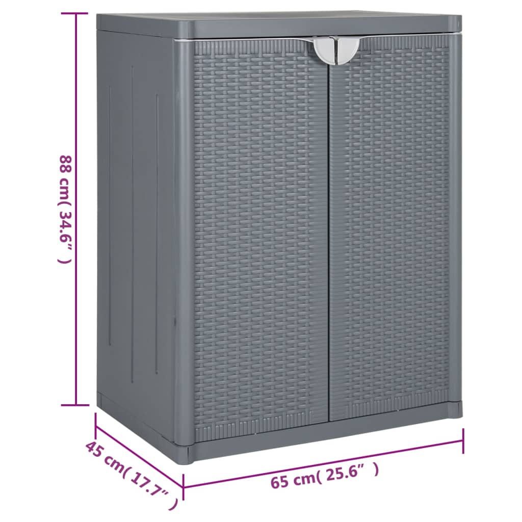 Vrtni ormarić za pohranu sivi 65 x 45 x 88 cm PP ratan