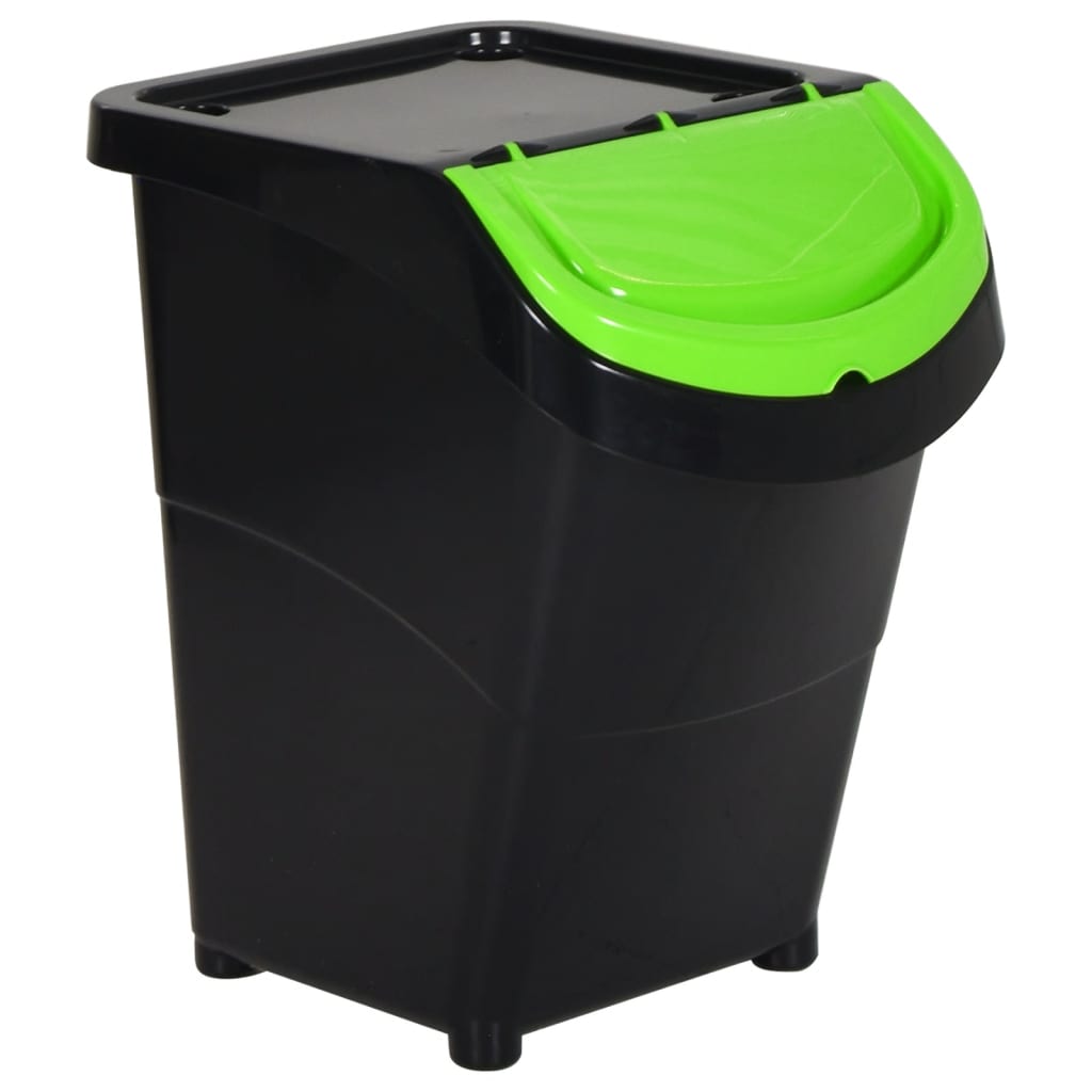Složive kante za otpad s poklopcima 3 kom crne PP 120 L