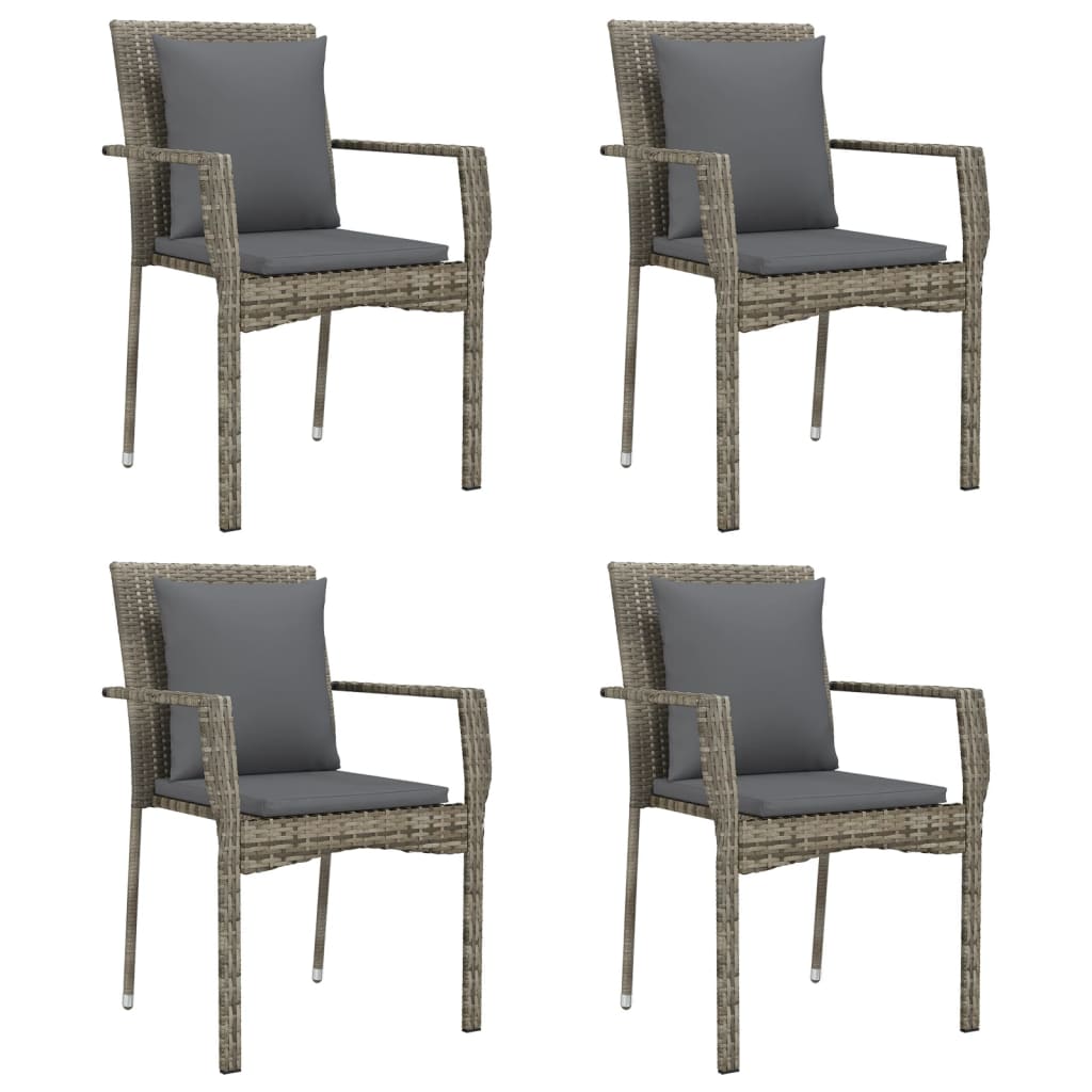 5-dijelni vrtni blagovaonski set crno-sivi od poliratana