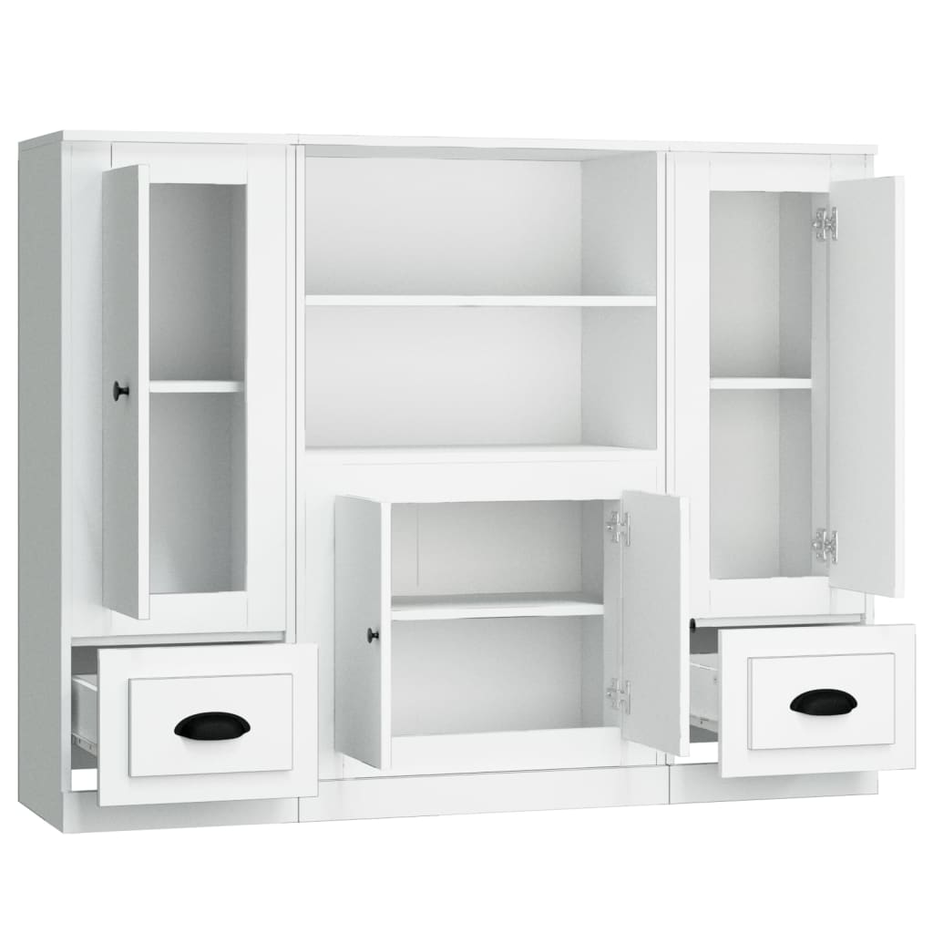 Visoke komode 3 kom bijele od konstruiranog drva