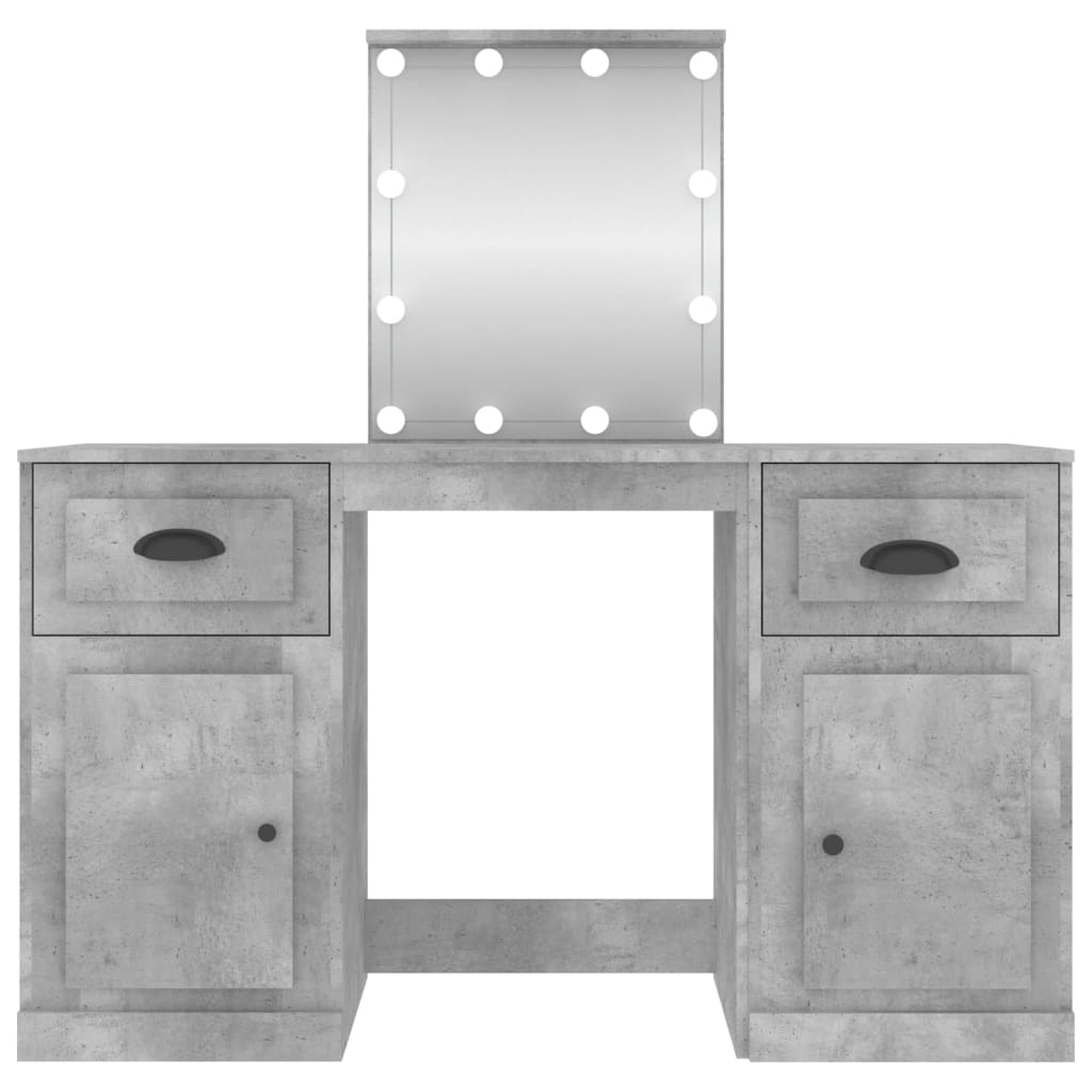 Toaletni stolić s LED svjetlima boja betona 130 x 50 x 132,5 cm