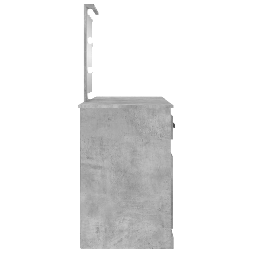 Toaletni stolić s LED svjetlima boja betona 130 x 50 x 132,5 cm