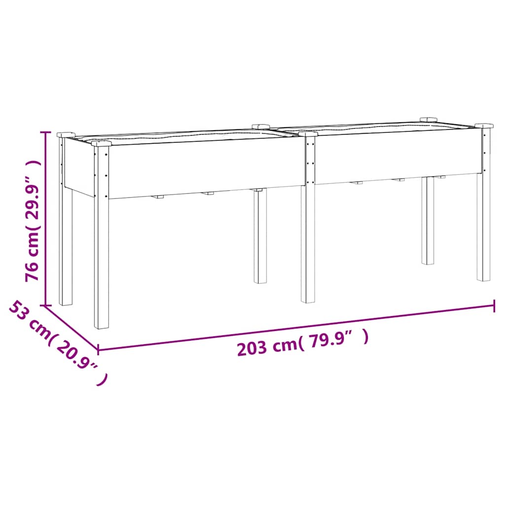 Sadilica s oblogom siva 203 x 53 x 76 cm od masivne jelovine