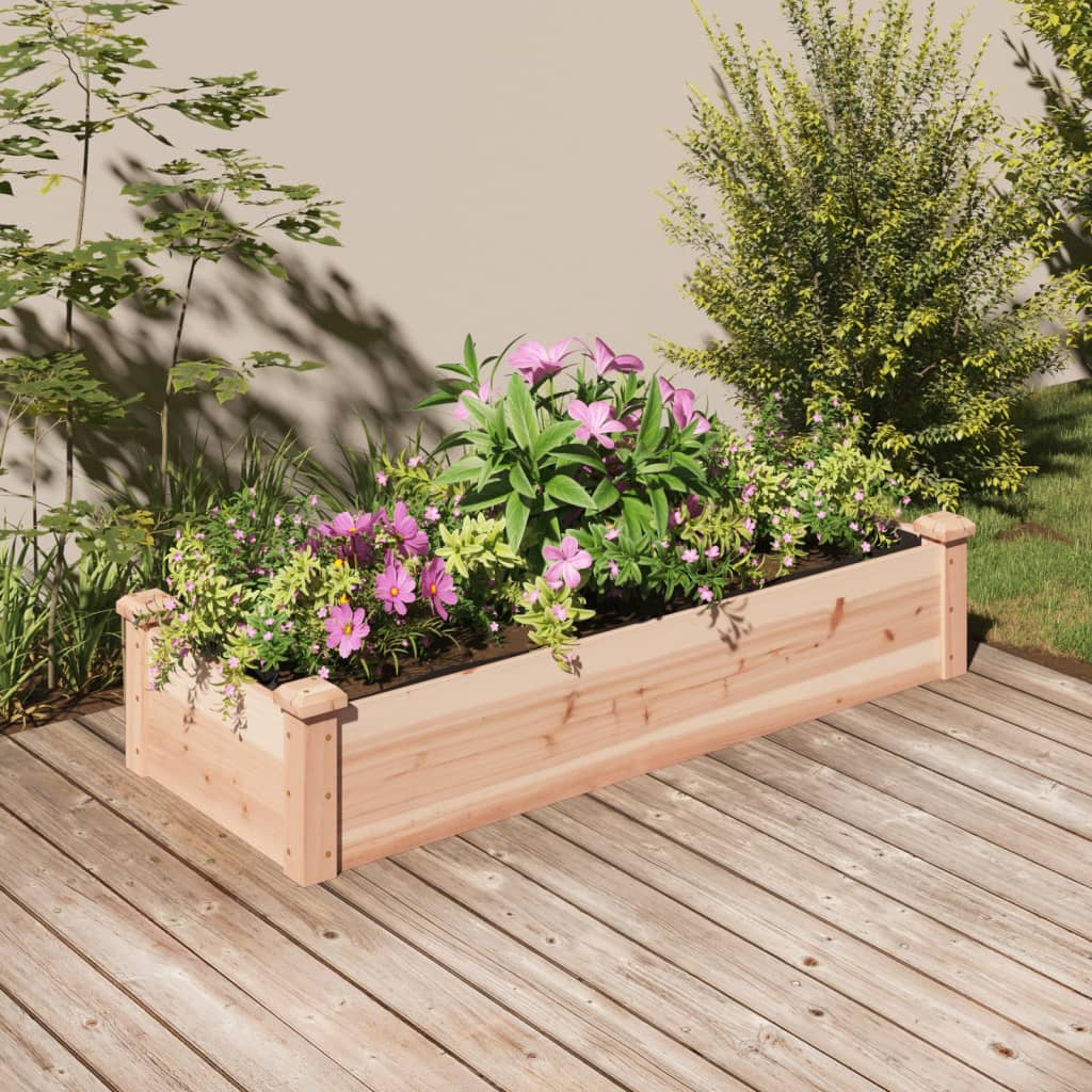Povišena vrtna gredica s oblogom 120x45x25 cm masivna jelovina