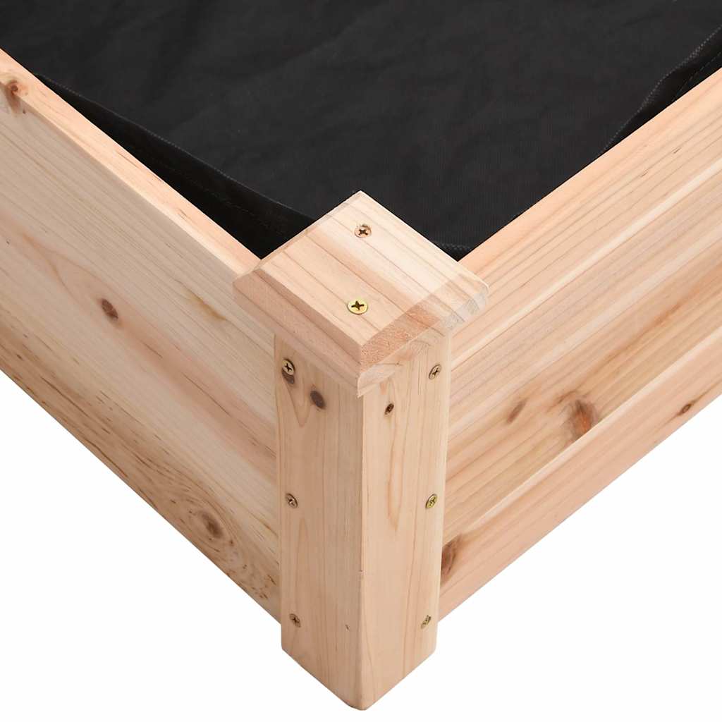 Povišena vrtna gredica s oblogom 120x120x25 cm masivna jelovina