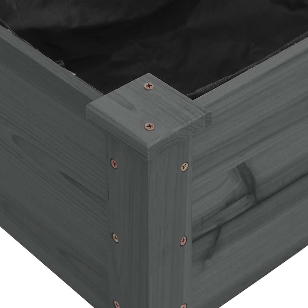 Povišena vrtna gredica s oblogom siva 120x120x25 cm od jelovine