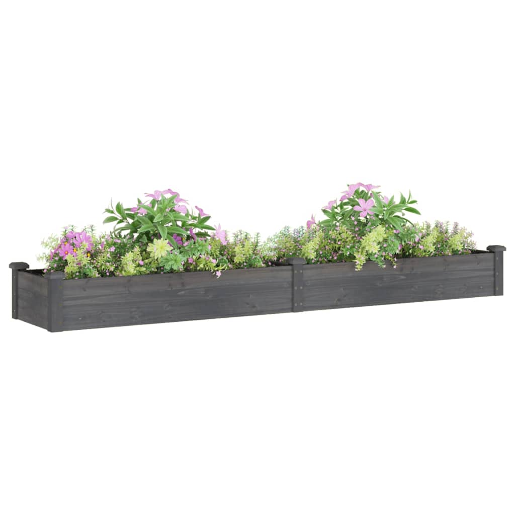 Povišena vrtna gredica s oblogom siva 240x45x25 cm od jelovine