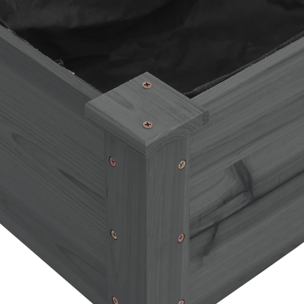 Povišena vrtna gredica s oblogom siva 240x120x25 cm od jelovine