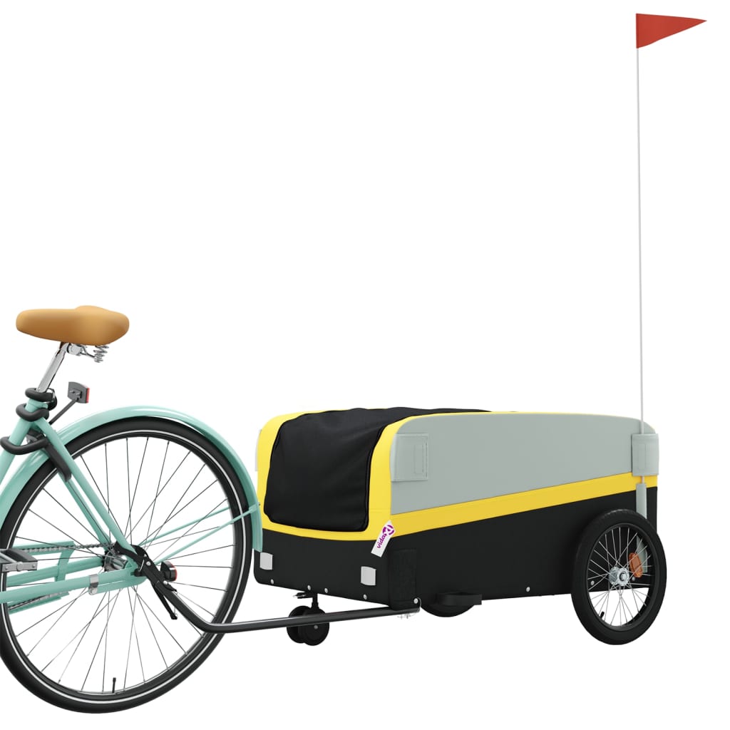 Prikolica za bicikl crno-žuta 45 kg željezna