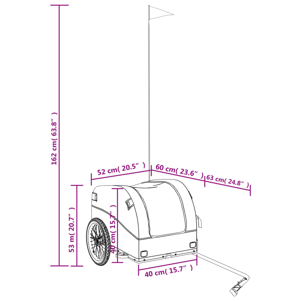 Prikolica za bicikl crna 30 kg željezna