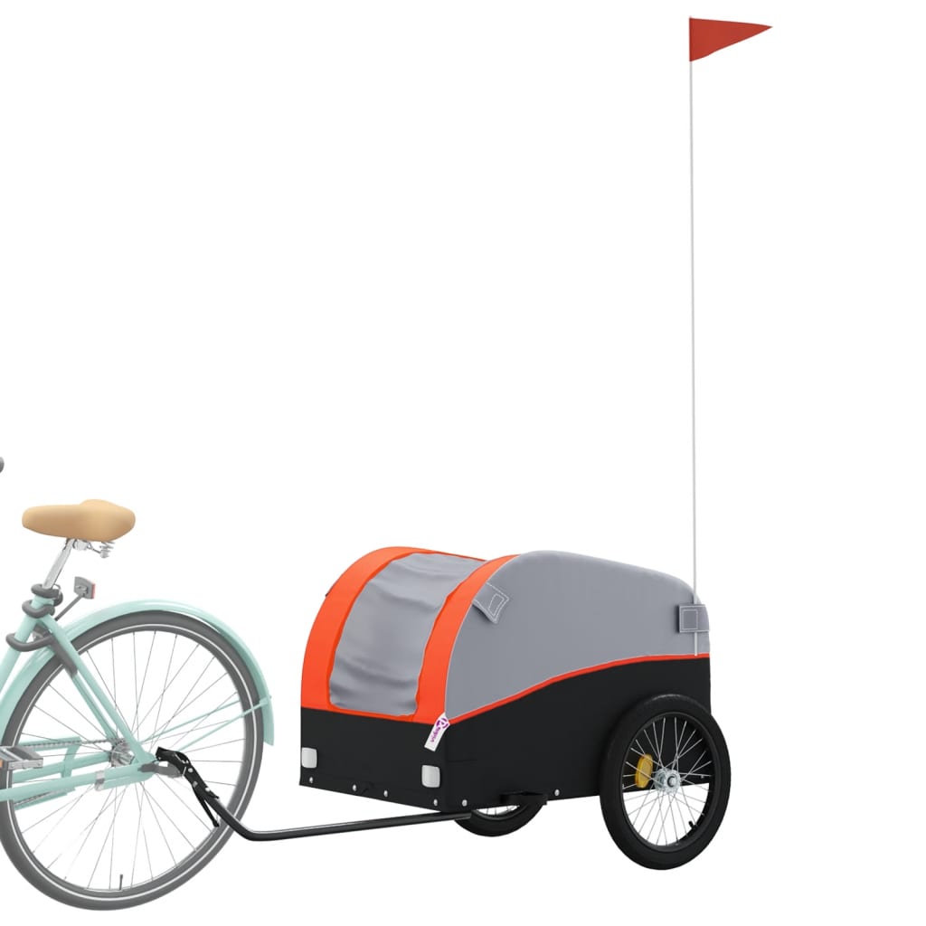 Prikolica za bicikl crno-narančasta 45 kg željezna
