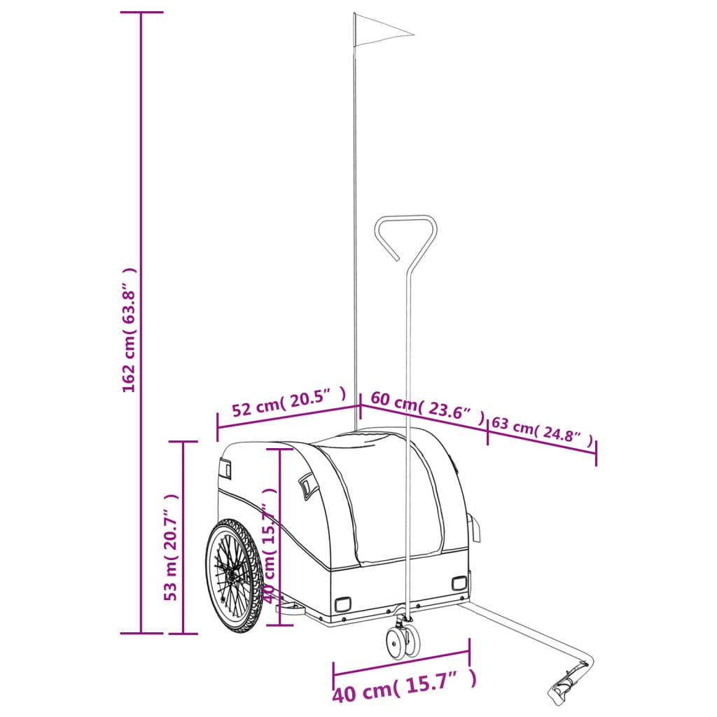 Prikolica za bicikl crno-plava 30 kg željezna