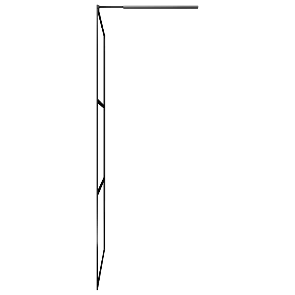 Pregrada za tuš s policom crna 90x195 cm staklo ESG i aluminij