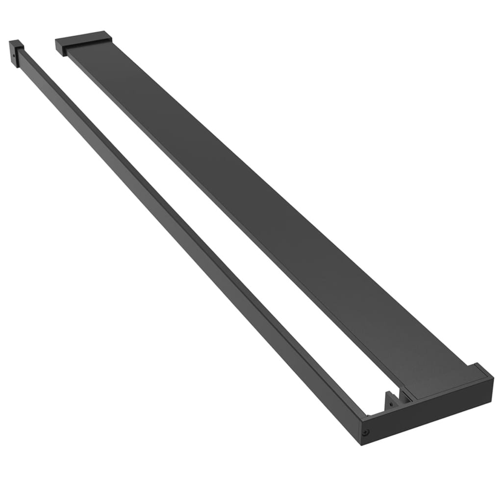 Pregrada za tuš s policom crna 90x195 cm staklo ESG i aluminij