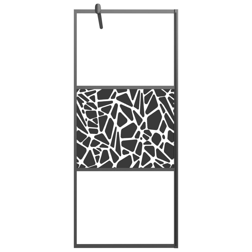 Pregrada za tuš s policom crna 90x195 cm staklo ESG i aluminij
