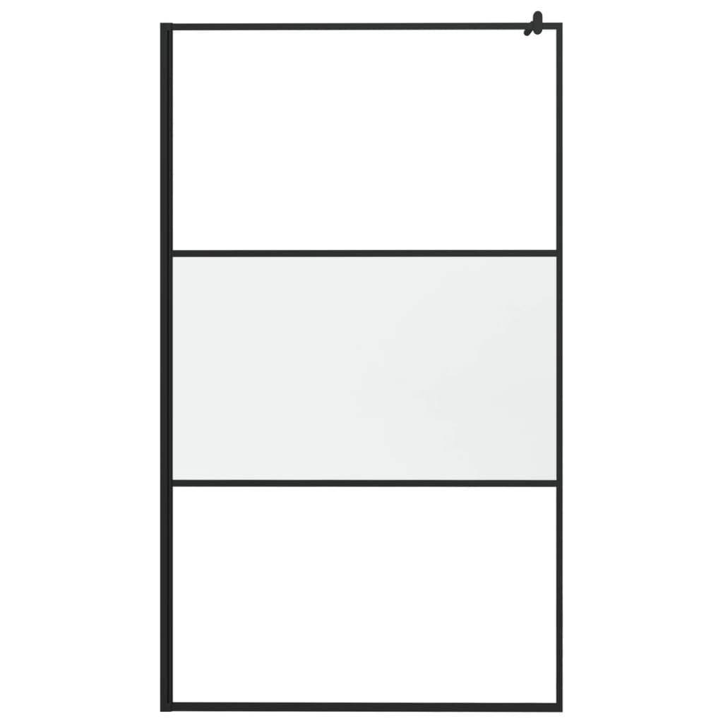 Pregrada za tuš s policom crna 115x195 cm staklo ESG i aluminij